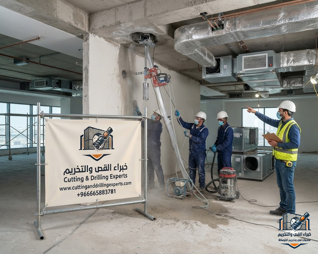 فتح كور مكيفات رابغ للسبليت والمكيفات المركزية باستخدام تقنية الكور الماسي لتمديدات التكييف بدون تشققات